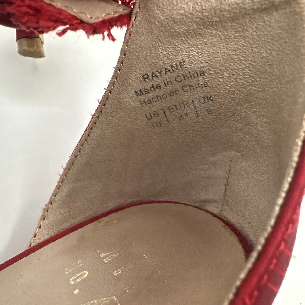 MIX NO. 6 Rayane Red Christmas Fringe‎ Sandal Heels